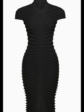 Black Textured Bodycon Dress - Women